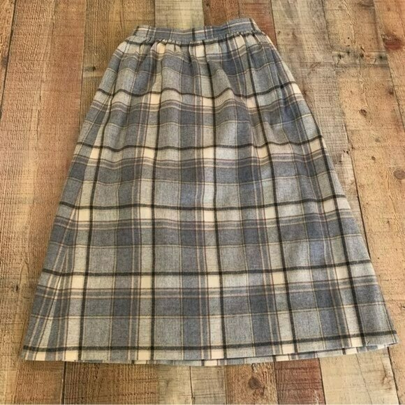 Young Pendleton girls size xl vintage wool midi skirt in cream and gray - Picture 1 of 9